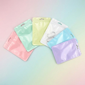 Sachet refermable en Mylar coloré avec fenêtre transparente pour macarons, bonbons, bijoux, cils, brillant à lèvres, cosmétiques, porte-clés - Product Image 6