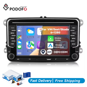 Autoradio Android Podofo 7'' 6+128 Go, autoradio sans fil CarPlay Android Auto WiFi GPS pour Volkswagen Seat Skoda - Product Image 1