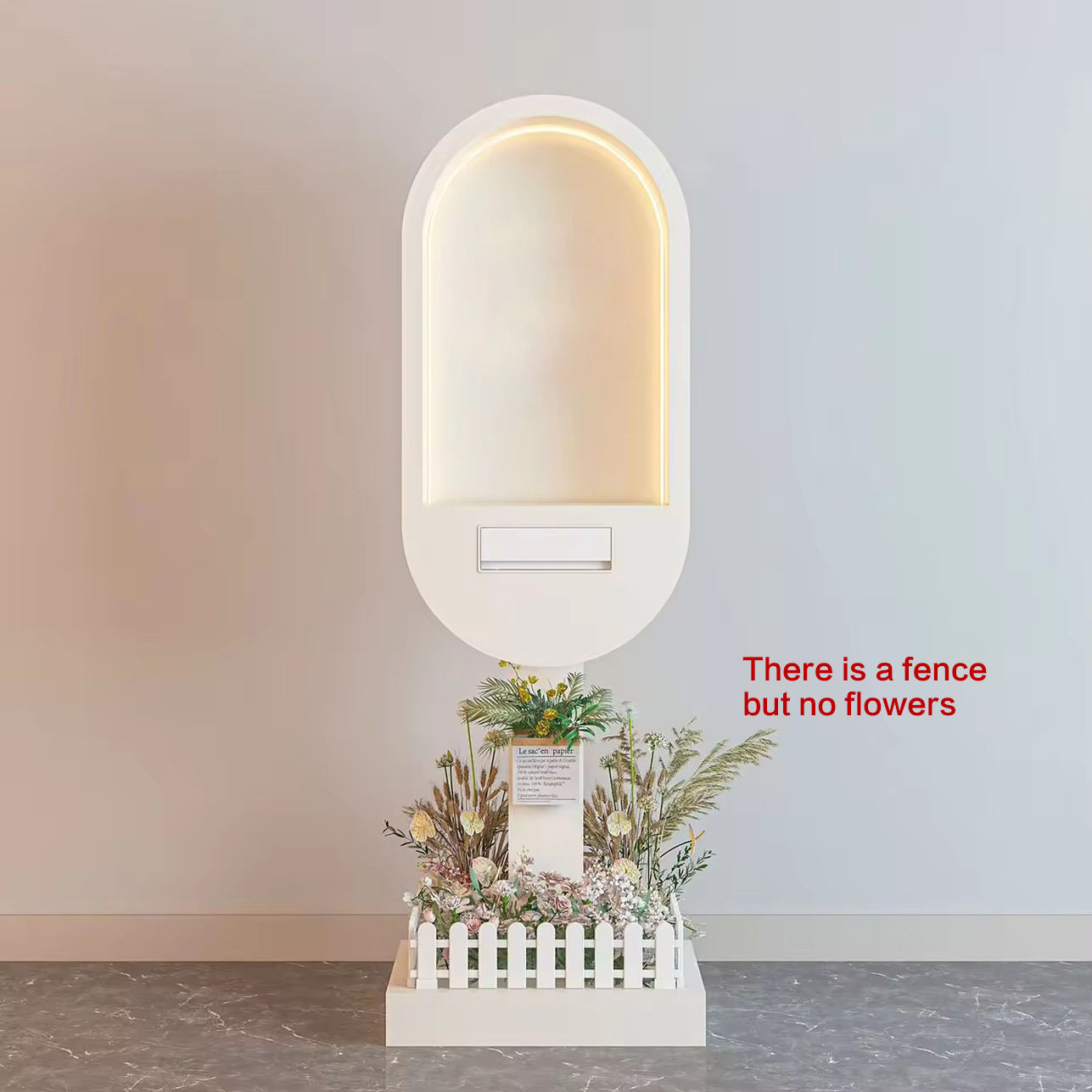 180*60cm avec une clôture, mais pas de fleurs