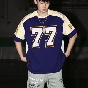 Camiseta Deportiva <span class=keywords><strong>Retro</strong></span> de Manga Corta de Hockey sobre Hielo 77, Estilo Urbano Informal, Jersey de Rugby, <span class=keywords><strong>Baloncesto</strong></span>, Hip Hop, Estilo <span class=keywords><strong>Europeo</strong></span> - Product Image 6