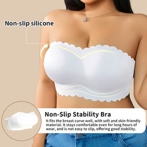 Женский топ-бандо с рюшами, с нескользящими бретелями, с подкладкой, амортизирующий, для йоги, бесшовный, для пилатеса - Product Image 4