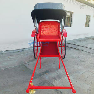 Triciclo Eléctrico Plegable con Capota, Estilo Rickshaw Vintage, Jinrikisha de Empuje Manual, Estilo Carruaje Real - Product Image 1