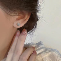 925 Sterling Silber Kleine Rose Blumen form Vergoldete Ohr stecker Feiner Schmuck Großhandel Ohrringe für Frauen Mädchen
