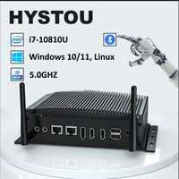HYSTOU Mini PC industriel sans ventilateur GPIO ordinateur Intel I7-10810U DP HD Triple affichage 2COM RS232 USB3.0 5G WiFi PC robuste