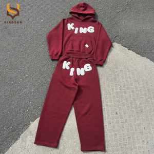 Clothing Manufacturers Custom Puff Printing Fleece <b>Pullover</b> <b>Men</b> Hoodie Set High Quality Hoodie <b>Men</b> Hoodie and Sweatpants Set - Product Image 3