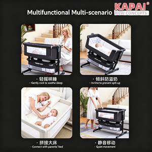 Cuna Plegable Portátil para Bebé en Gris Claro y Gris Oscuro, Cama Multifuncional para Recién Nacidos, Cuna Colecho - Product Image 5