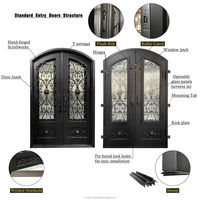 Portes principales de haute qualité, modèles en fer forgé, portes doubles françaises, portail en fer forgé pour la sécurité