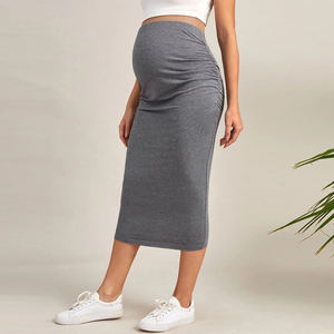 Jupes crayon décontractées pour femmes enceintes Demi-<span class=keywords><strong>jupe</strong></span> <span class=keywords><strong>taille</strong></span> <span class=keywords><strong>haute</strong></span> couleur unie pour femmes de maternité Vêtements pour le ventre mince - Product Image 5