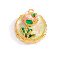 Vente en gros d'accessoires en acier inoxydable plaqué or 18 carats faits à la main, pendentif en forme de fleur de perle, bijoux pour femmes