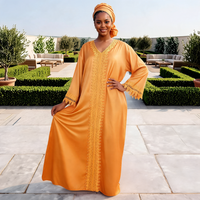 Abaya Wanita Muslim Mewah Anti-Kerut Lengan Panjang Poliester MOQ Rendah 2026, Gaun Pesta Malam Afrika Maroko Boubou
