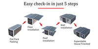 Solution d'habitation haute densité RUIISTEEL pour micro-appartements en centre-ville, logement étudiant, unité préfabriquée empilable, maison de 20 pieds