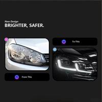 Pour Volkswagen Golf 6 (2009-2012) : Ensemble de phares améliorés avec lentilles LED 75W 12V et clignotants séquentiels