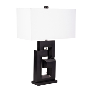 Lampada da Tavolo Geometrica con Base in Legno, Illuminazione Moderna d'Accento per Camera da Letto, Soggiorno e Scrivania - Product Image 2
