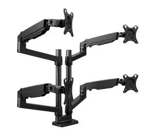 Adjustable Swivel Dual Desktop Monitor Mounting Bracket with Clip Dual Monitor Arms for Automatic Ergonomic Computer Desk Stand