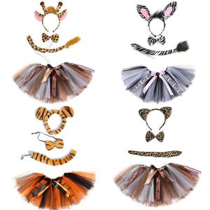 Tenues sur <span class=keywords><strong>le</strong></span> thème des animaux <span class=keywords><strong>de</strong></span> <span class=keywords><strong>la</strong></span> <span class=keywords><strong>jungle</strong></span> pour filles Cerf Léopard Tigre Zèbre Éléphant Bandeau Queue Jupe en tulle Tutu Ensemble Carnaval Journée mondiale <span class=keywords><strong>du</strong></span> <span class=keywords><strong>livre</strong></span> - Product Image 2