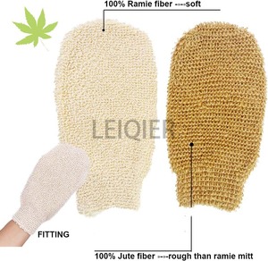Guantes de Baño y Ducha Orgánicos con Logotipo Personalizado, Guantes Exfoliantes de Fibra de Yute Natural de Doble Cara para el Cuidado Corporal - Product Image 4
