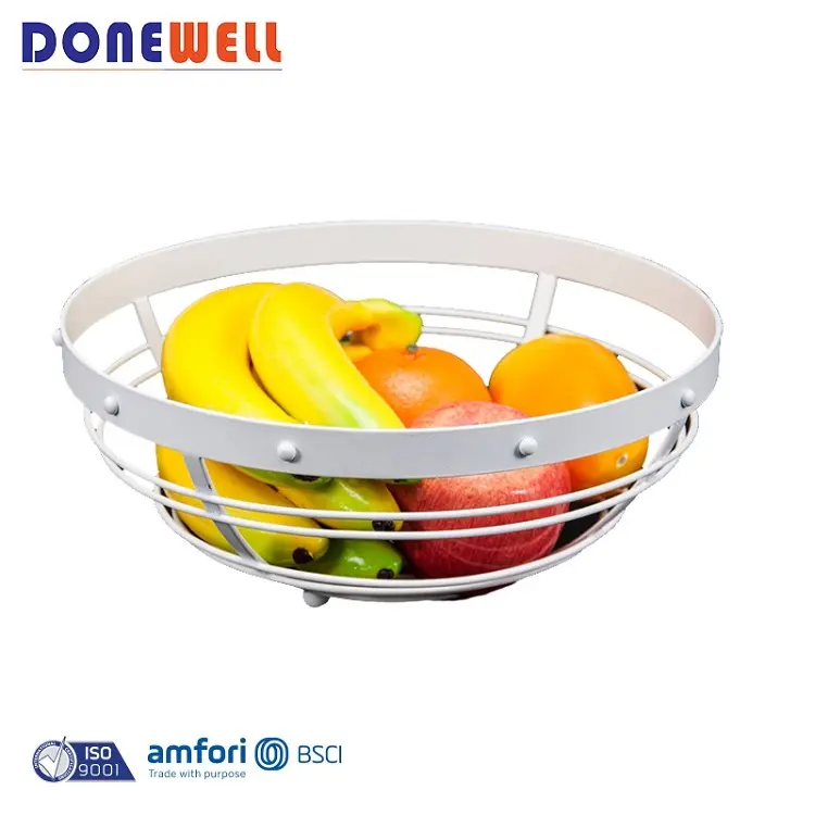 Bien diseñado supermercado de nivel único de metal de hierro, cestas de fruta bowl