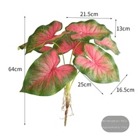 Dekorasi Dinding Bunga Gaya Influencer Tanaman Buatan Lanskap 3D Cetak Kain Piksel Bertekstur Daun Monstera Palsu Warna-warni