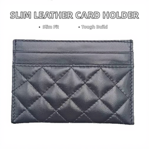 Cartera delgada de moda para mujer con piel de oveja tejida tarjetero de cuero genuino - Product Image 3