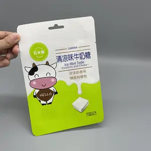 Stampa personalizzata di fabbrica termosaldatura biodegradabile 3 sacchetti con sigillo laterale imballaggio per finestre in carta Kraft sacchetto per imballaggio di caramelle per Snack alimentari