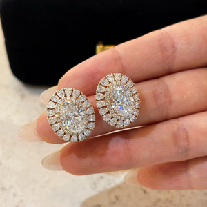 ต่างหูเพชรทรงรีวินเทจ Aazuo Luxury Jewelry Lab Grown Diamond E VS1 4.0 กะรัต ทองคำแท้ 18K สีเหลืองทอง ของขวัญสำหรับผู้หญิง เหมาะสำหรับงานเลี้ยงระดับสูง - Product Image 2