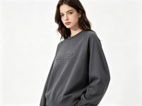 Sudadera con Capucha Personalizada OEM con Logotipo 3D en Relieve para Hombre y Mujer, Cuello Redondo, Impermeable, Estilo Urbano, 100% Algodón, Manga Farol