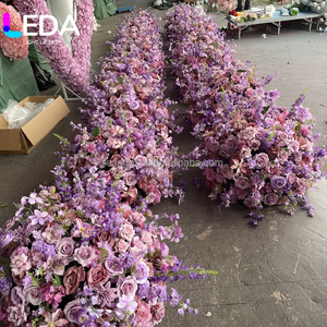 Boule de fleurs artificielles de luxe LEDA pour décoration de mariage, 80 cm, centre de table en fleurs de soie violettes - Product Image 4