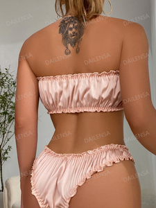 <span class=keywords><strong>Sexy</strong></span> Lingerie Satijn Nachtkleding Vrouwen Dame <span class=keywords><strong>Sexy</strong></span> Verleiding Nachtkleding 2 Stuk Beha Panty Thong Lingerie Set - Product Image 2
