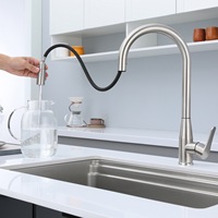 Grifo de Cocina de Diseño Moderno con Rociador Extraíble de Arco Alto, Cuerpo Cónico de Acero Inoxidable Cepillado para Cocina Moderna, Proveedor Mayorista