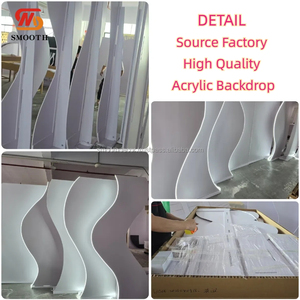 Mịn Tùy Chỉnh <span class=keywords><strong>PVC</strong></span> Acrylic Trắng Gợn Bé Tắm Sinh Nhật Đảng <span class=keywords><strong>Backdrop</strong></span> Với Đèn LED Cho Đám Cưới Tổ Chức Sự Kiện Trang Trí Sân Khấu - Product Image 2