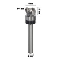 Fraise à rainurer en carbure à 3 dents, à coupe ascendante, avec roulement, pour nettoyage de bols, motif spirale, pour le bois, longueur de coupe 10 mm, queue de 8 mm