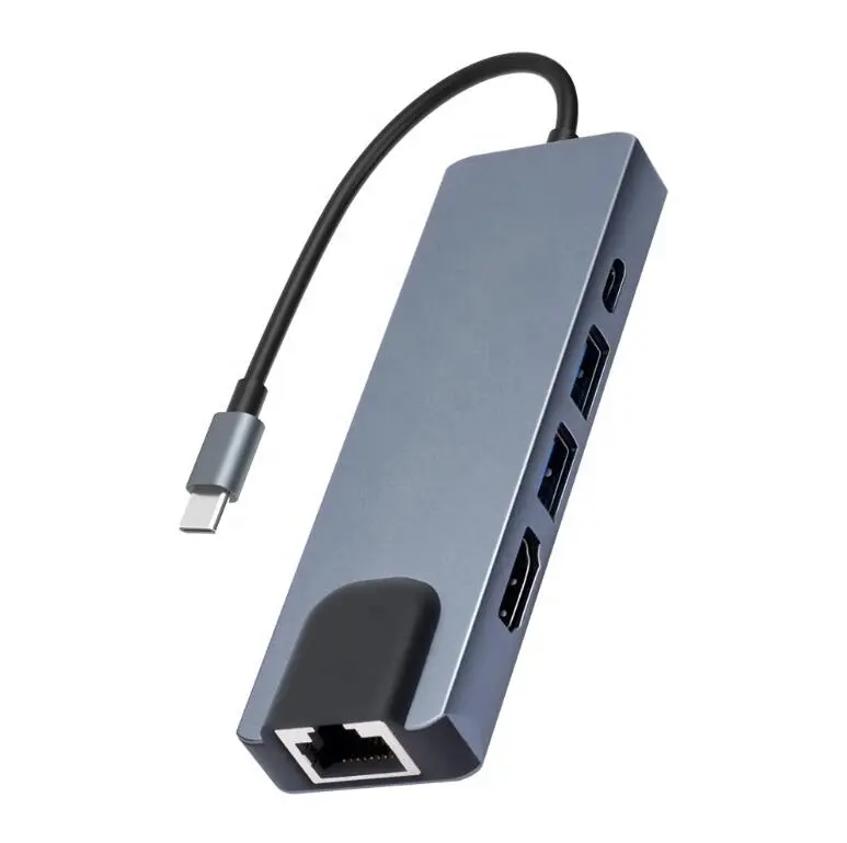 Caja de aleación de aluminio de alta calidad, Hub USB3.1 tipo C a HDMI, 2x USB3.0 PD, RJ45, 100Mbps, gigabiyte, Ethernet, USB tipo C