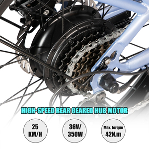 Vélo électrique JOYKIE HILAND 20 pouces, moteur arrière 250 W, cadre en alliage d'aluminium, 7 vitesses, pneus larges, vélo <span class=keywords><strong>cargo</strong></span> électrique personnalisable - Product Image 5