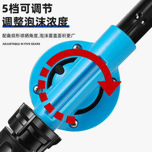 Car Wash Foam <b>Sprayer</b> Handheld Manual Foaming Gun 5 Gear Adjustable Blue Plastic Multi Functional For Vehicle Cleaning - Product Image 1