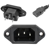 IEC C14 Toma de corriente 10A 250V AC Tornillo en PCB Entrada-Panel Conector de montaje en chasis