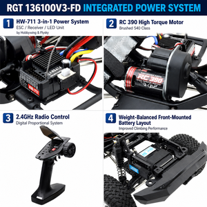 RGT 136100V3-FD CRUISER RC-4 1/10 Vintage Bronco RC <span class=keywords><strong>Rock</strong></span> Crawler 4WD avec essieu métallique intégré pour ESC, camion RTR, chargeur - Product Image 2