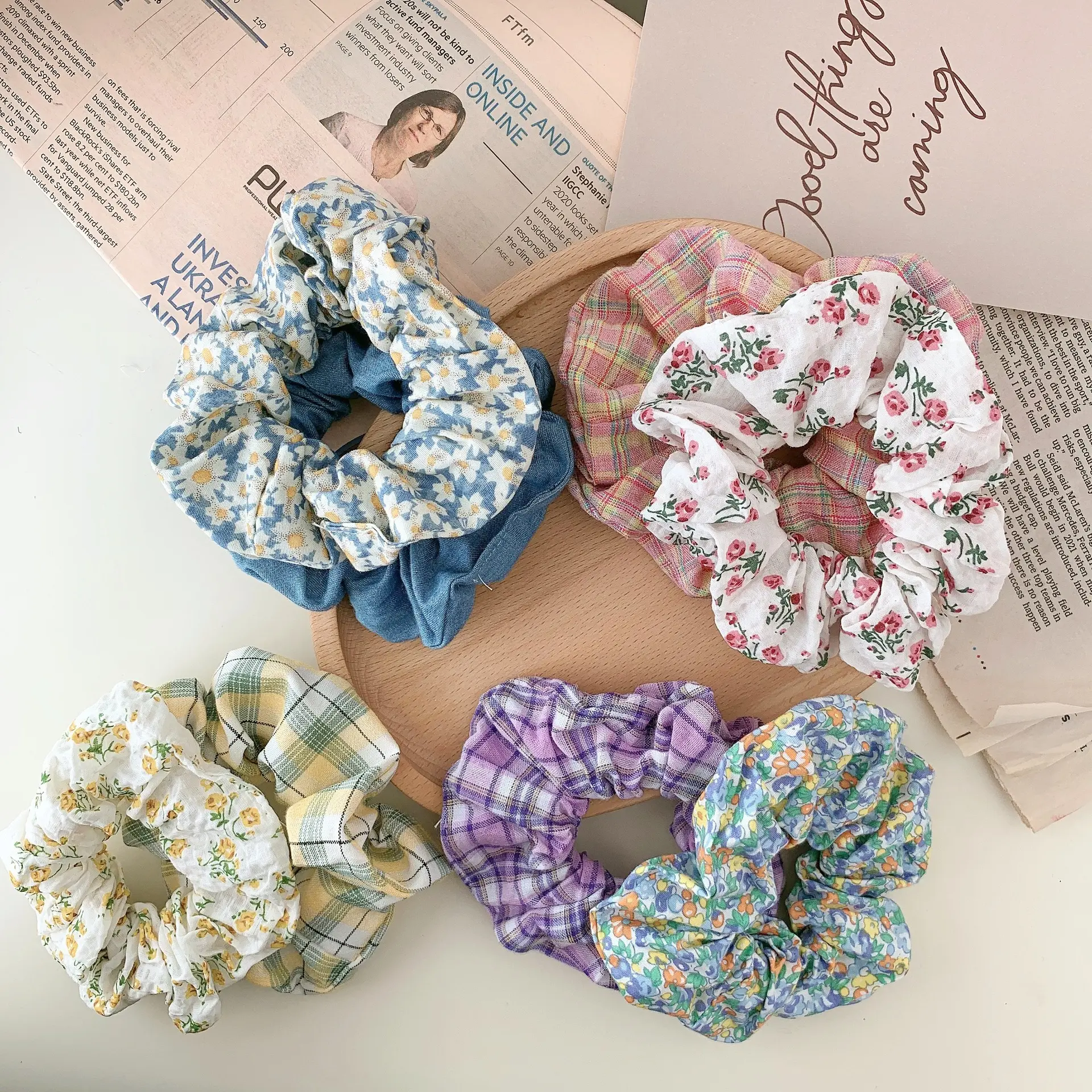 Girl French hair circle retro cloth art hair rope accessori per capelli scrunchies di vendita caldi