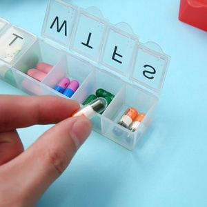 Wholesale Medibox Portable Plastic Seven-Grid Transparent Long <b>Tablets</b> Capsule Pill Storage Box <b>7</b>-Day Travel Pocket Made China - Product Image 3