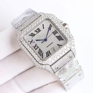 Luxe Bling Carré Hip Hop Diamants Glacé Cadran Montre Analogique Pour Garçons Et Filles Élégant Mode Montre-Bracelet Cadeau À La Mode - Product Image 1