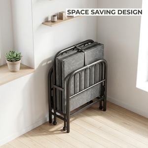 Letto Pieghevole Portatile in Metallo, Letto Singolo Robusto per Ospiti, Ideale per Piccoli Spazi, Lettino <span class=keywords><strong>Salvaspazio</strong></span> Pieghevole - Product Image 2