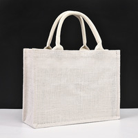 Bolso de mano de yute ecológico natural grande con estampado personalizado multicolor 2024, bolso de mano de lino con opción de colores