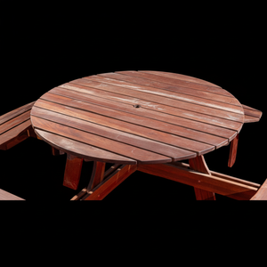 Ensemble de table de pique-nique en bois moderne 8 places avec bancs et chaises pour hôtel et villa, prêt pour le barbecue - Product Image 1