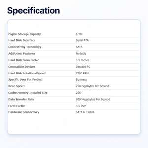 Disque dur interne <span class=keywords><strong>WD6003FFBX</strong></span> 3,5 pouces 6 To NAS SATA 3.0 7200 tr/min 256 Mo Accessoires informatiques Surveillance vidéo Gaming - Product Image 2