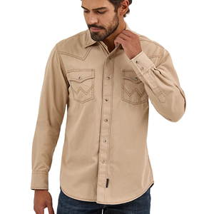 Camisas Vaqueras <span class=keywords><strong>de</strong></span> Manga Larga para <span class=keywords><strong>Hombre</strong></span>, 100% Algodón, con Logotipo Personalizado, Duraderas, con Botones a Presión, Estilo Occidental, con Bolsillos, para Verano, Fabricante OEM - Product Image 1