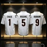Vente en gros de jersey de haute qualité 1 # Chase 5 # Higgins 9 # Maillot de football américain brodé sur mesure Burrow