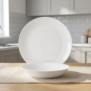 Juego de Vajilla Oslo Sibilla de 12 Piezas, Minimalista y de Lujo, en Vidrio Opal Blanco, Incluye Platos para Pescado, Calcomanía Personalizable, Apto para Lavavajillas - Product Image 2
