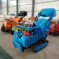 Mini-Raupenbetonmischer+Dumper-Transporter 4-in-1 Selbstladender Betonmischer-Lader Multifunktionaler Kettenbetonmischer