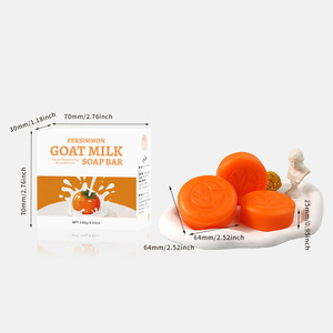 Premium Fruit <strong>Scent</strong> Persimmon Goat Milk Soap <strong>Bar</strong> Round Handmade Deep Cleansing in Bath Deodorizing Controls Body Odor - Product Image 5