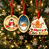 Bon marché, forme personnalisée, cercle écologique, ornements de Noël en bois, coffret cadeau pour enfants