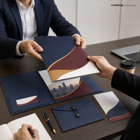 Kit de dossiers de présentation personnalisés en couleur avec inserts, porte-stylo, enveloppe et porte-documents pour réunions et propositions d'entreprise